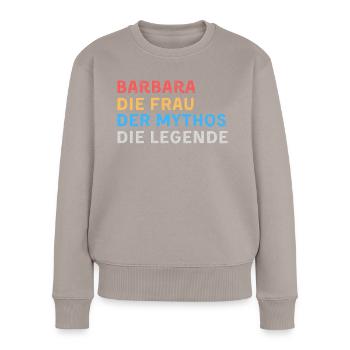 Barbara Fau Mythos Legende - Frauen Premium Bio Pullover - Taupe - Vorne - Julia (174cm)