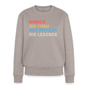 Bianca Fau Mythos Legende - Frauen Premium Bio Pullover - Taupe - Vorne - Julia (174cm)