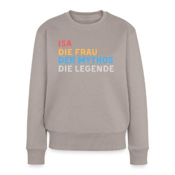 Isa Fau Mythos Legende - Frauen Premium Bio Pullover - Taupe - Vorne - Julia (174cm)