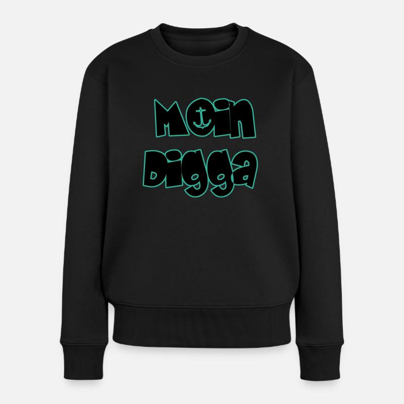 Moin Digga - Frauen Premium Bio Pullover - Schwarz