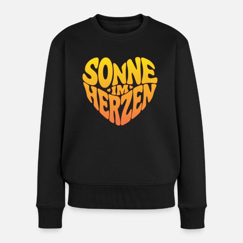 Sonne im Herzen - Frauen Premium Bio Pullover - Schwarz