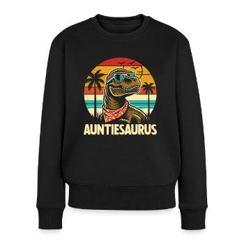 Auntiesaurus Retro Beach Dinosaur T-Shirt - Women's Premium Organic Jumper - black - Front - Julia (174cm)