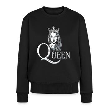 Queen - Frauen Premium Bio Pullover - Schwarz - Vorne - Julia (174cm)