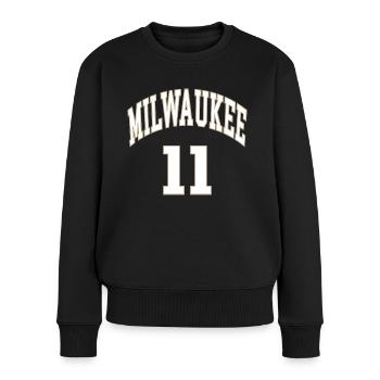 Milwaukee 11 - Frauen Premium Bio Pullover - Schwarz - Vorne - Julia (174cm)