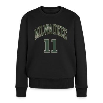 Milwaukee 11 - Frauen Premium Bio Pullover - Schwarz - Vorne - Julia (174cm)