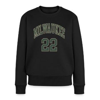 Milwaukee 22 - Frauen Premium Bio Pullover - Schwarz - Vorne - Julia (174cm)