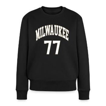 Milwaukee 77 - Frauen Premium Bio Pullover - Schwarz - Vorne - Julia (174cm)