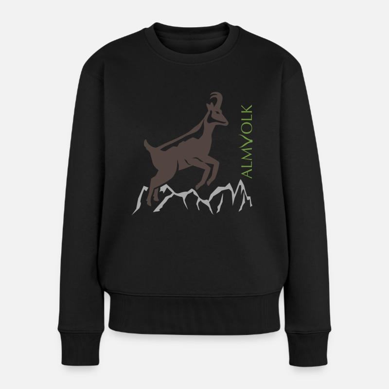 ALMVOLK Gams - Frauen Premium Bio Pullover - Schwarz