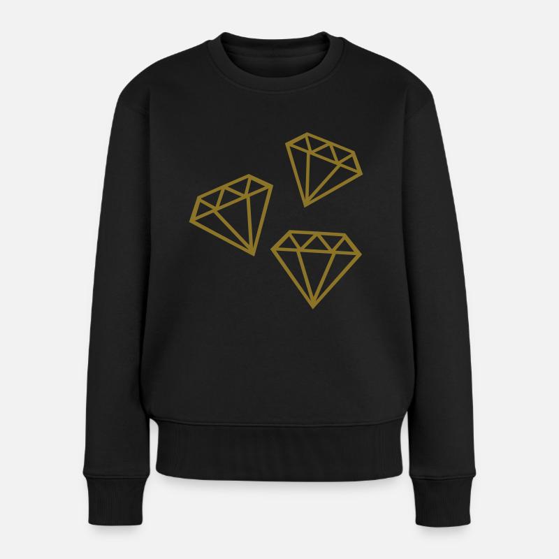 Diamanten - Frauen Premium Bio Pullover - Schwarz