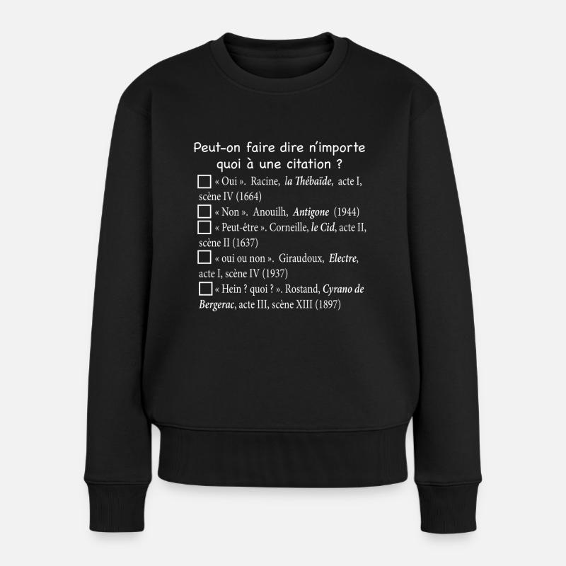 Citations-blanc - Pull Premium bio Femme - noir