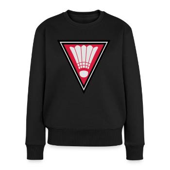 Triangle Badminton Logo - Frauen Premium Bio Pullover - Schwarz - Vorne - Julia (174cm)