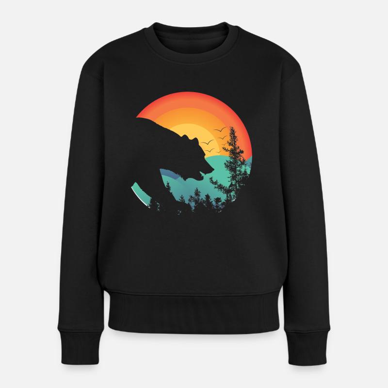 ein Bär - Frauen Premium Bio Pullover - Schwarz