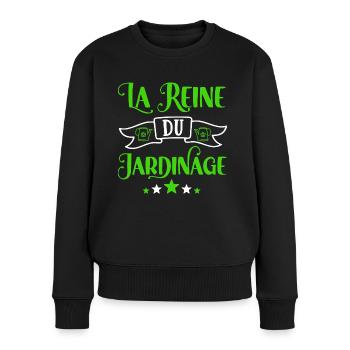 La reine du jardinage cadeau humour femme jardin - Pull Premium bio Femme - noir - Devant - Julia (174cm)