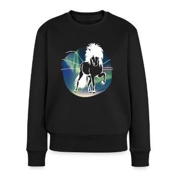 Polarlicht-Tölter white - Frauen Premium Bio Pullover - Schwarz - Vorne - Julia (174cm)