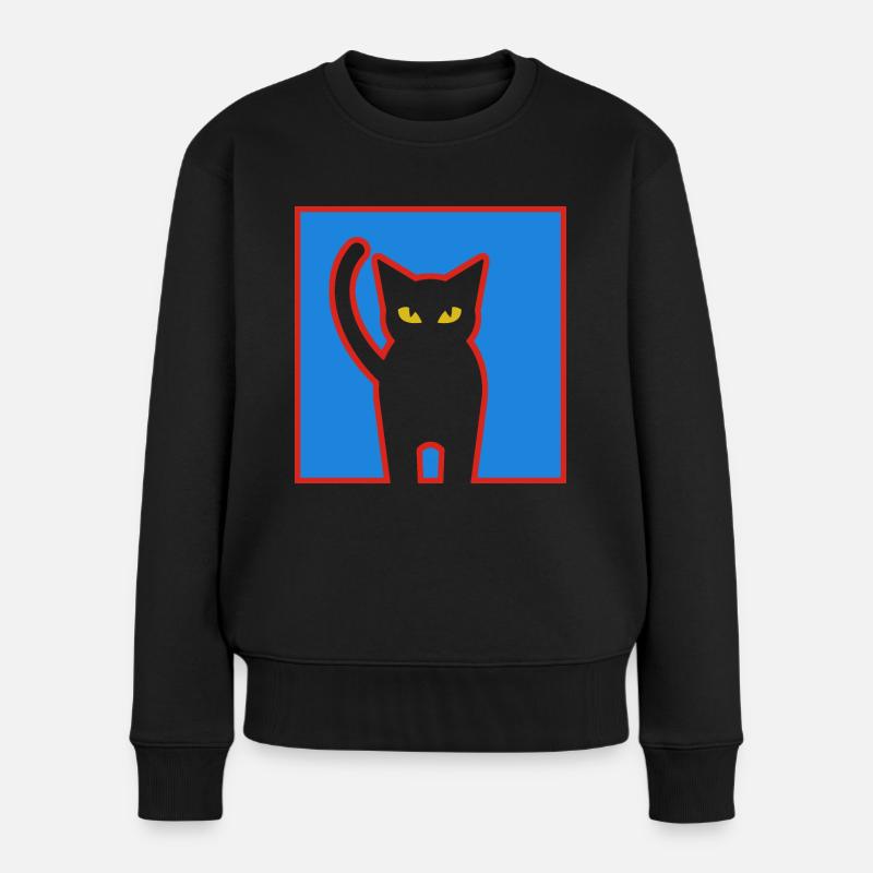 Katze - Frauen Premium Bio Pullover - Schwarz