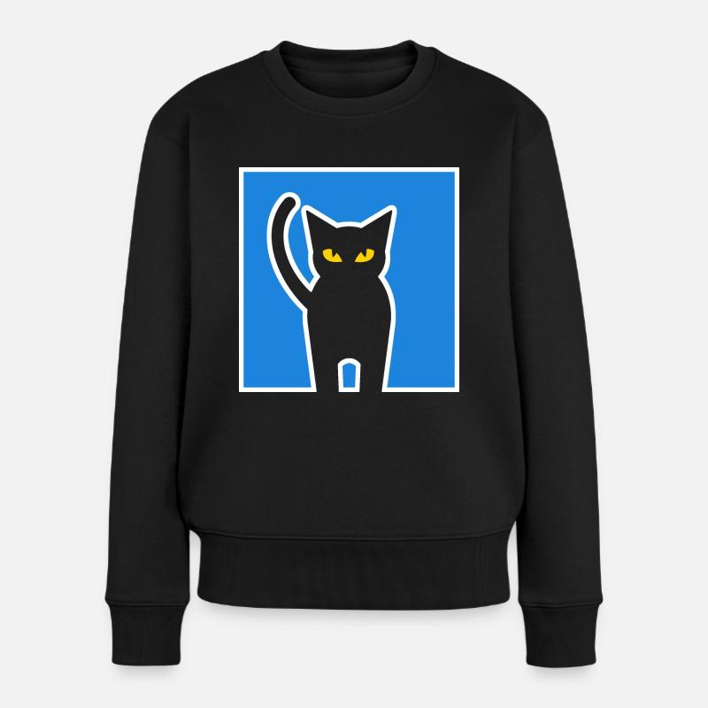 Katze - Frauen Premium Bio Pullover - Schwarz