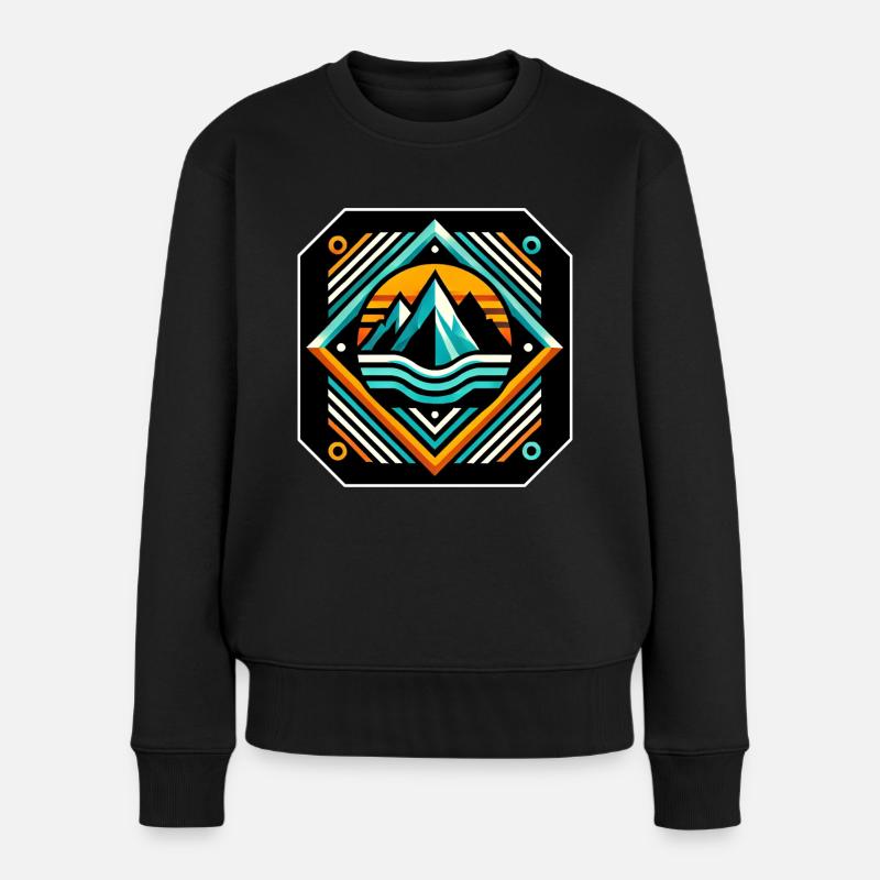 Lebendige Gipfel - Frauen Premium Bio Pullover - Schwarz