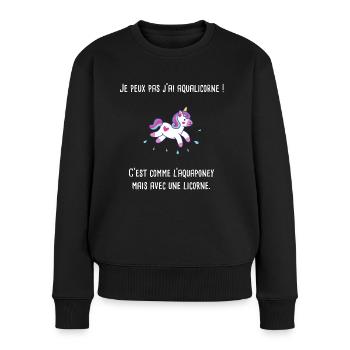 licorne humoristique - Pull Premium bio Femme - noir - Devant - Julia (174cm)