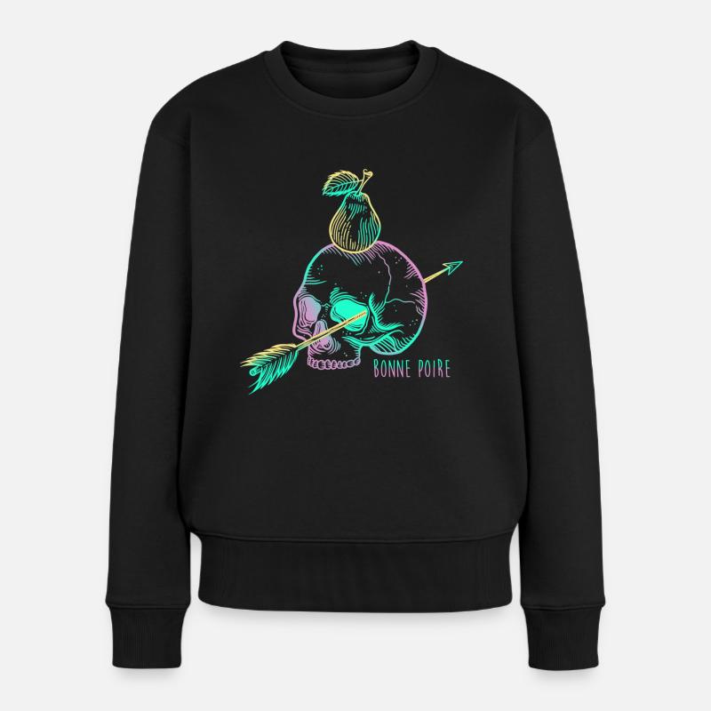 Purple Skull pear - Women's Premium Organic Jumper - black