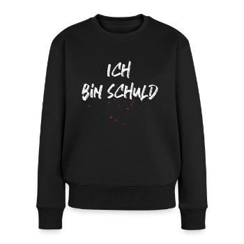 Lustiger Spruch für Ihn & Sie - Ich bin schuld - Frauen Premium Bio Pullover - Schwarz - Vorne - Julia (174cm)