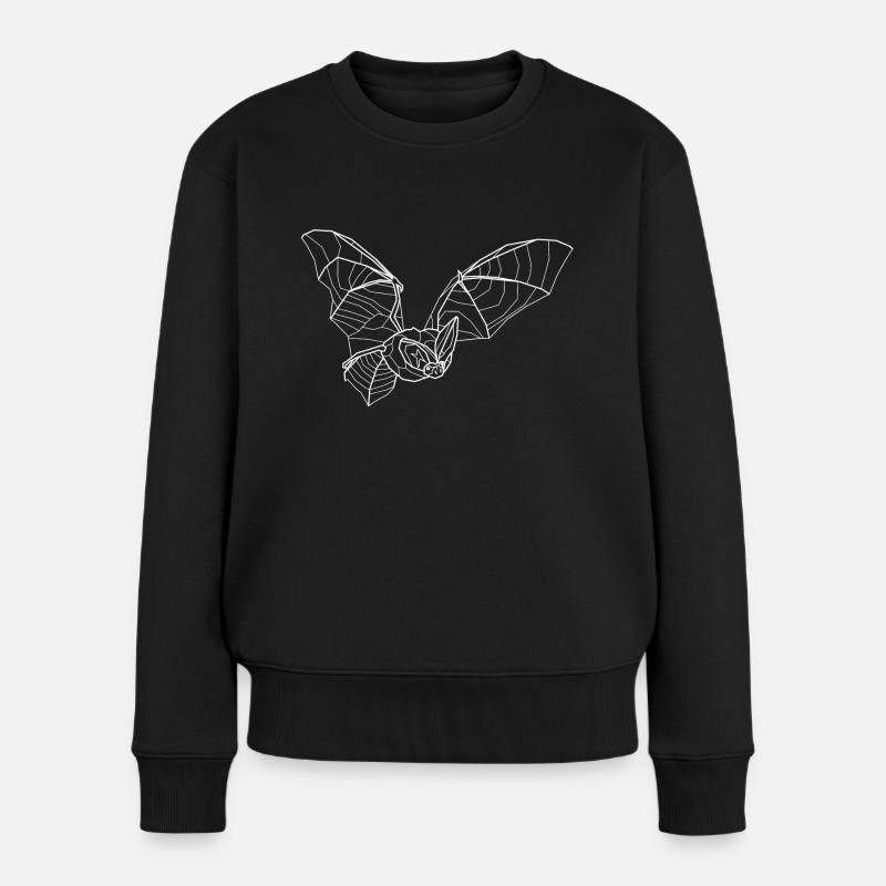 Langohrfledermaus weiß - Frauen Premium Bio Pullover - Schwarz
