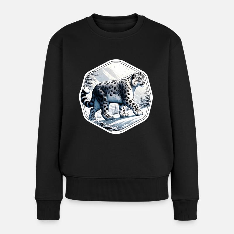 Schneeleopard Leopard Weißer Leopard - Frauen Premium Bio Pullover - Schwarz