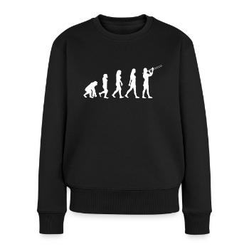 Weibliche Posaune Posaunenspielerin Evolution - Frauen Premium Bio Pullover - Schwarz - Vorne - Julia (174cm)