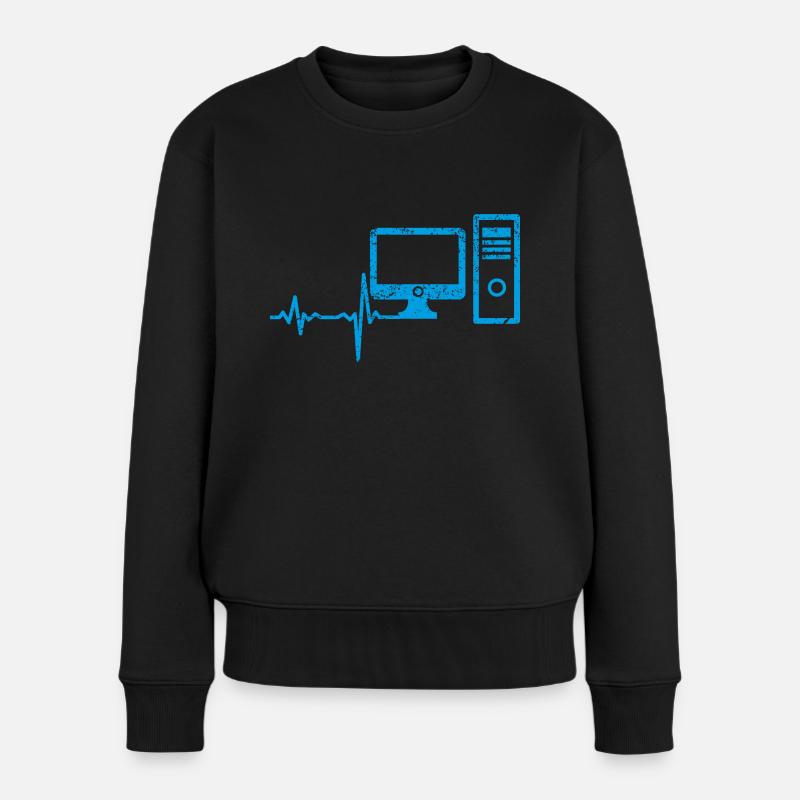 Cadeau Heartbeat Ordinateur PC - Pull Premium bio Femme - noir