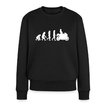 Frau auf Motorrad Bikerin Girl - Frauen Premium Bio Pullover - Schwarz - Vorne - Julia (174cm)