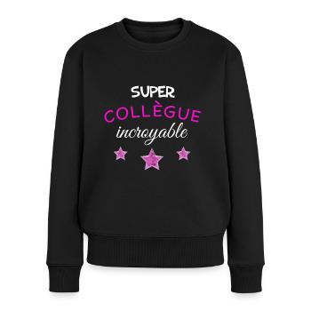 Super collègue incroyable - Pull Premium bio Femme - noir - Devant - Julia (174cm)