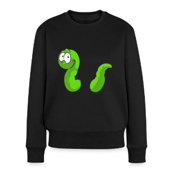 Wurm Würmchen Wurmloch Regenwurm - Frauen Premium Bio Pullover - Schwarz - Vorne - Julia (174cm)