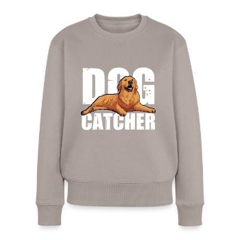 Dog Catcher Hund - Frauen Premium Bio Pullover - Taupe - Vorne - Julia (174cm)