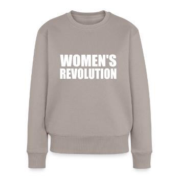 Womens revolution - Frauen Premium Bio Pullover - Taupe - Vorne - Julia (174cm)