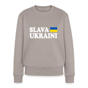 Slava ukraini - Frauen Premium Bio Pullover - Taupe - Vorne - Julia (174cm)