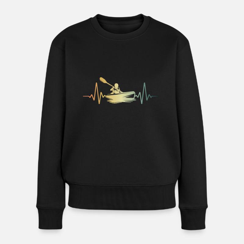 Herzschlag Kayak Kajakfahren - Frauen Premium Bio Pullover - Schwarz
