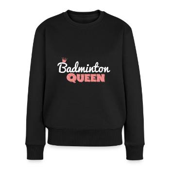 Badminton Queen - Badminton Federball Geschenk - Frauen Premium Bio Pullover - Schwarz - Vorne - Julia (174cm)