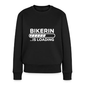 Bikerin Lustiger Spruch Bike Fun Sprüche Geschenk - Frauen Premium Bio Pullover - Schwarz - Vorne - Julia (174cm)