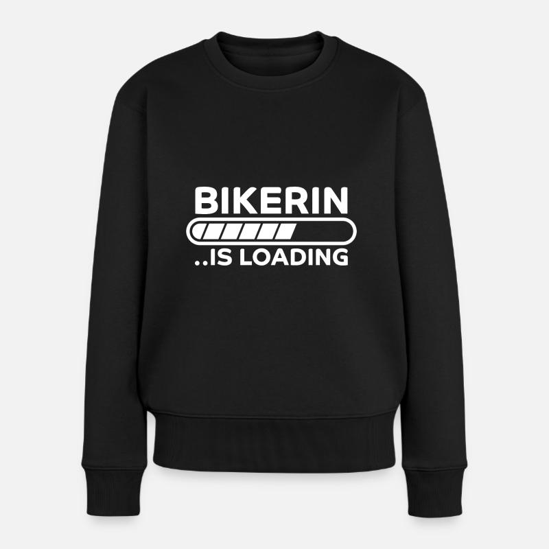 Bikerin Lustiger Spruch Bike Fun Sprüche Geschenk - Frauen Premium Bio Pullover - Schwarz
