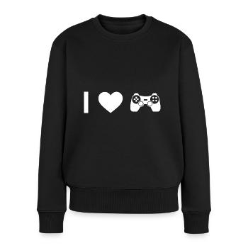 Ich Herz und Spiel - - Frauen Premium Bio Pullover - Schwarz - Vorne - Julia (174cm)