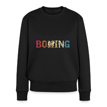 Boxen - Frauen Premium Bio Pullover - Schwarz - Vorne - Julia (174cm)