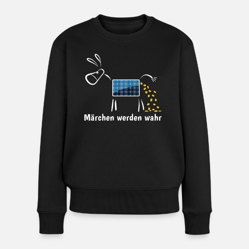 Märchen werden wahr - Goldesel - Photovoltaik - Frauen Premium Bio Pullover - Schwarz