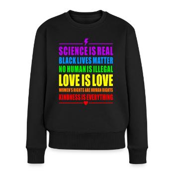 PRIDE RAINBOW LOVE SCIENCE BLACK WOMANS RIGHTS HUM - Pull Premium bio Femme - noir - Devant - Julia (174cm)