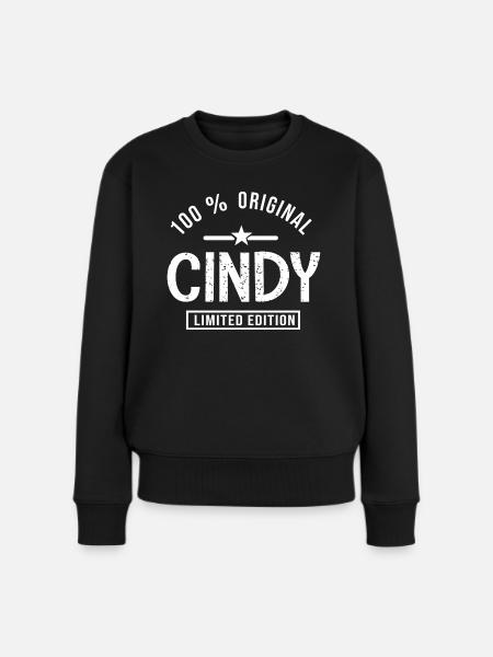 Cindy personalisiertes T-Shirt Vorname Cindy - Frauen Premium Bio Pullover - Schwarz