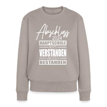 Abschluss 2024 Hauptschule - Frauen Premium Bio Pullover - Taupe - Vorne - Julia (174cm)
