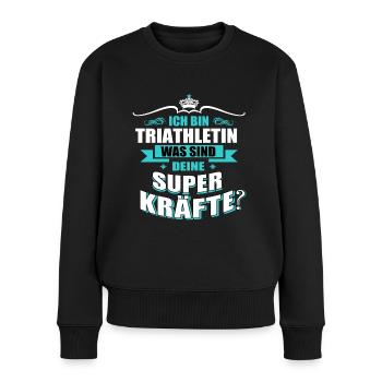 TRIATHLETIN -Superkräfte GESCHENK - Frauen Premium Bio Pullover - Schwarz - Vorne - Julia (174cm)