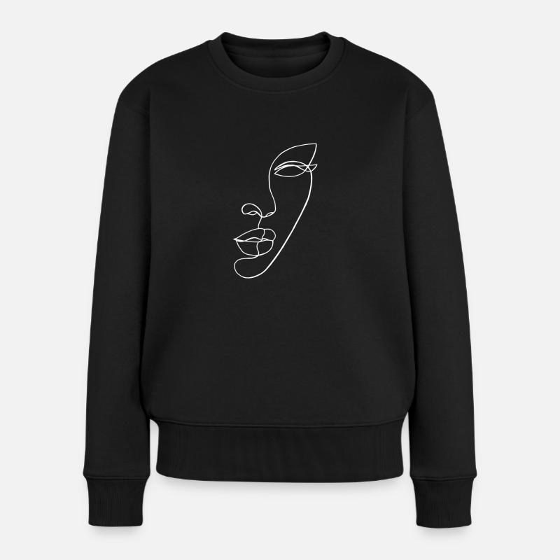 One-Line x - Frauen Premium Bio Pullover - Schwarz