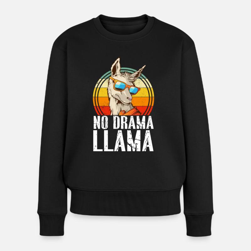 Kein Drama LLama - Frauen Premium Bio Pullover - Schwarz