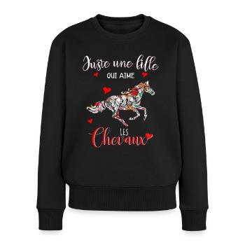 Cheval cheval cheval cheval - Pull Premium bio Femme - noir - Devant - Julia (174cm)