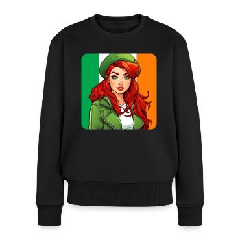 Cooles irisches rothaariges Mädchen - Frauen Premium Bio Pullover - Schwarz - Vorne - Julia (174cm)