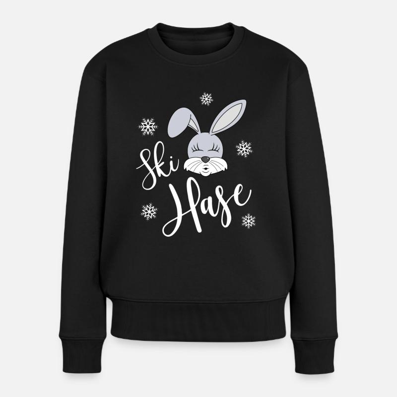 Skihase - Frauen Premium Bio Pullover - Schwarz